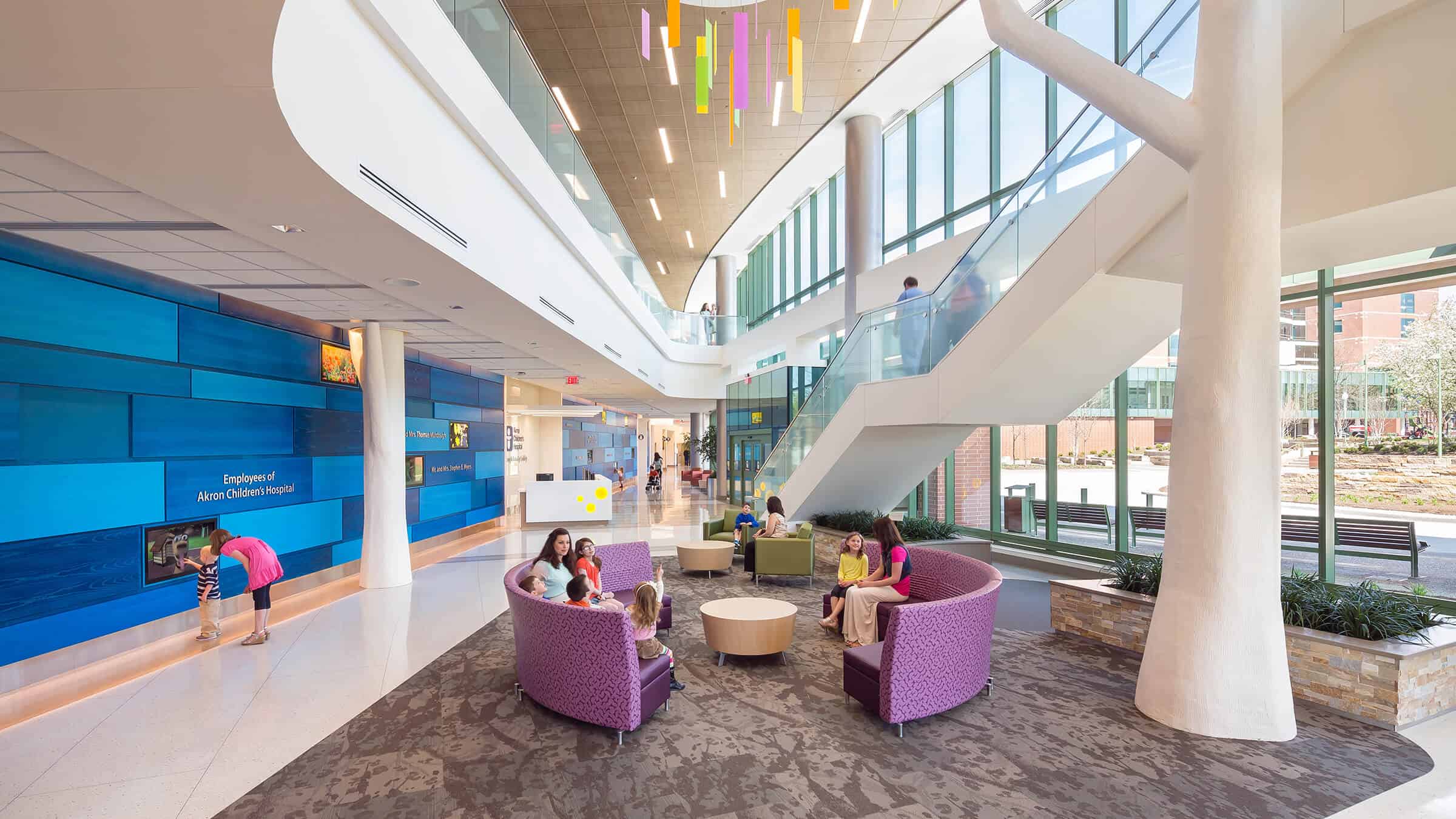 Akron Children's Hospital Lobby, Atrium and Stairwell with Outdoor Views