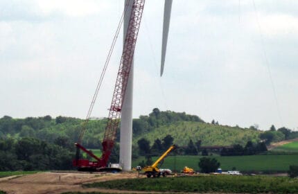 EDP Renewables - Harvest Ridge Wind Farm - Crane Lifts Turbine Blades during Installation