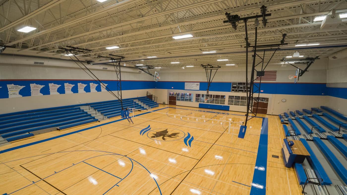 Moose Lake Community School Basketball Court and Bleachers