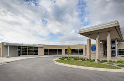 North Shore Health Hospital and Care Center Exterior and Circle Drive