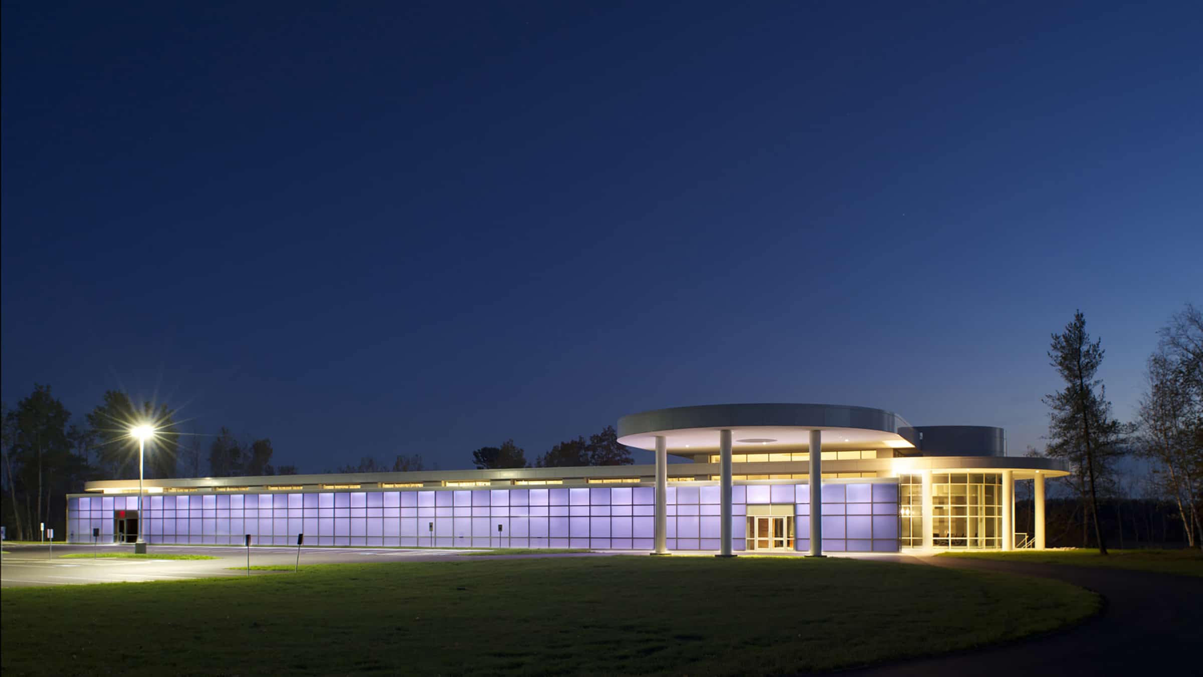 Oldenburg Group - Technology Center Building Exterior Lit at Night